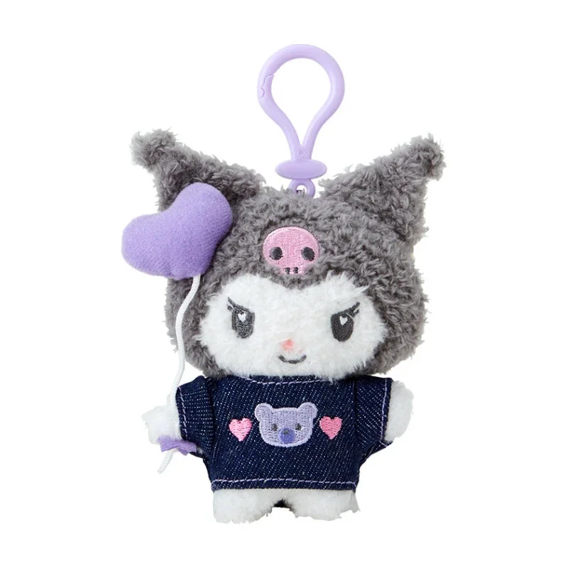 Sanrio Love Heart Balloon Denim Series Kitty Melody Kuromi Plush Pendant Hair Clip Cosmetic Mirror Keychain Album Storage Bag