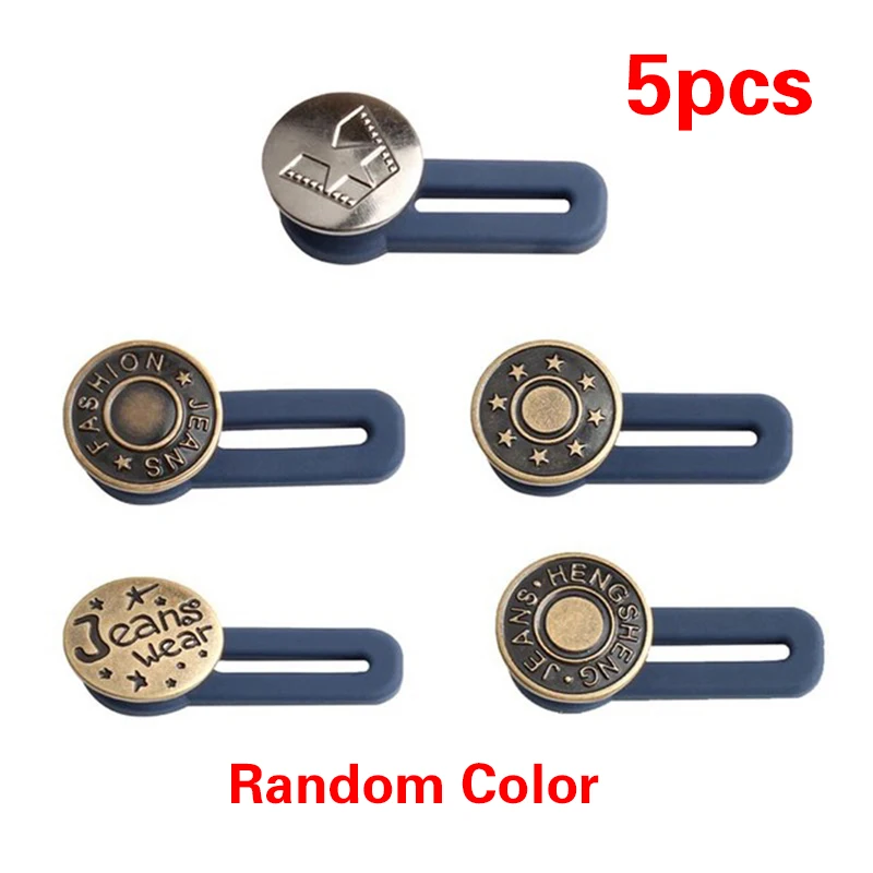 5PCS Magic Metal Button Extender for Pants Jeans Free Sewing Adjustable Retractable Button Waist Extenders Waistband Expander