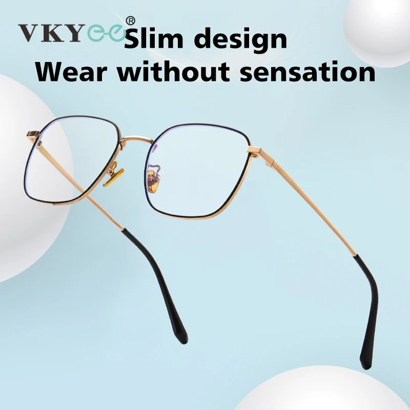 VICKY Simple Classic Geometric Frame Square Design Men's and Women's Anti-Blue Light Glasses Customizable Prescription 18322