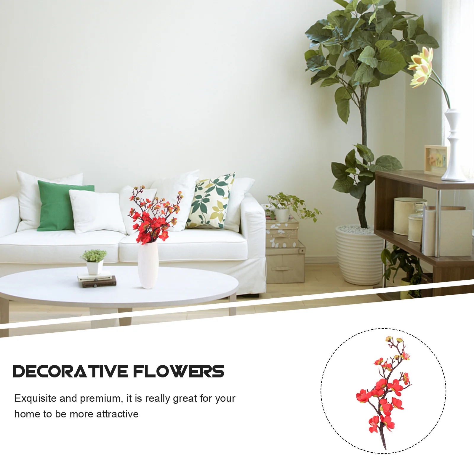 

3Pcs Exquisite Wintersweet Branch Red Fake Flower Wedding Ornament Home Decoration No Watering Needed Artificial Wintersweet