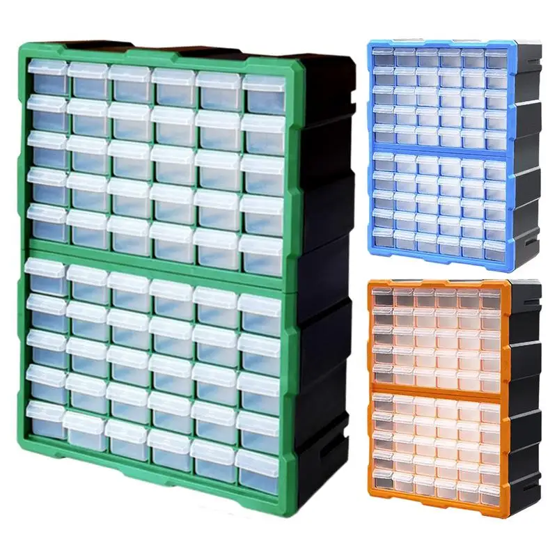 Small Parts Organizer 60 Grids Drawer Storage Cabinet Stackable Multi Cabinet Storage Hardware Storage Boxes Wall Mount Sundries