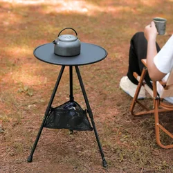 Table Aluminum Alloy Folding Round Table Portable Camping Table Livable Table Mesh Camping Table Mesh Pocket+Storage Bag