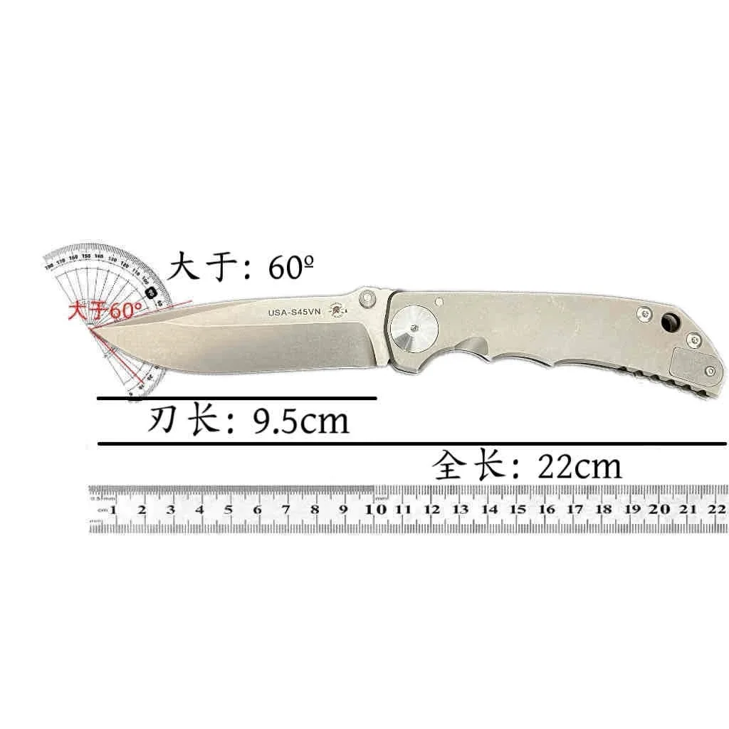 New 14C28N Steel Folding Small Knife TC4 Titanium Alloy Handle Anodized Blue Outdoor Camping Fishing Tool Knife view 6