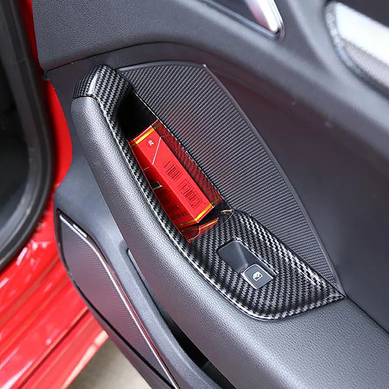 

Автомобильные аксессуары для Audi A3 8V 2013-2020, стекло двери, панель переключателя, подлокотник, ящик для хранения, крышка, внутренние наклейки, карбоновый цвет