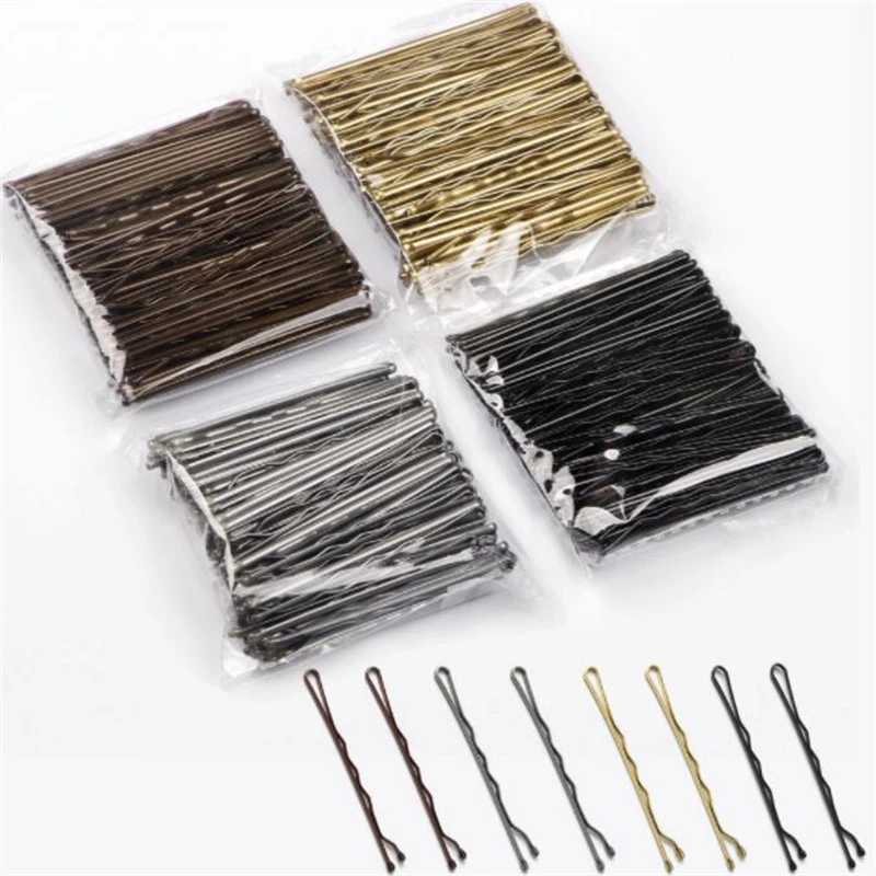 50 Pcs/Bag 5 6 7cm U Shaped Alloy Hairpins Waved Hair Clips Simple Metal Bobby Pins Barrettes Bridal Hairstyle Tool Hair Pins