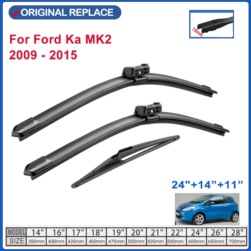 

Front Rear Wiper Blades For Ford Ka MK2 2009 - 2015 Windshield Brush Cutter Windscreen Car Accessories 2010 2011 2012 2013 2014