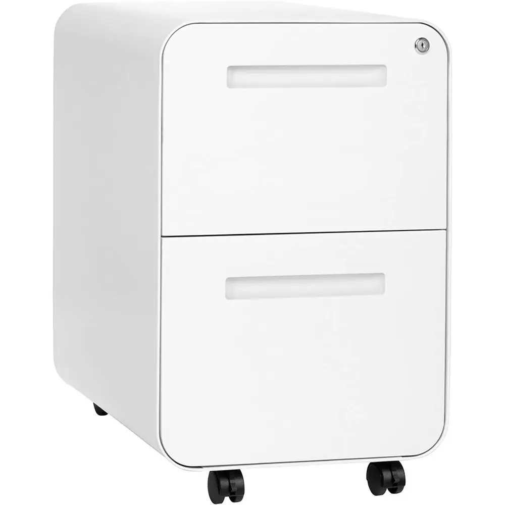 

Металлический шкаф для документов формата Legal/Letter под стол с замком, на колесиках, с набором канцелярских принадлежностей, предварительно собранный, белый