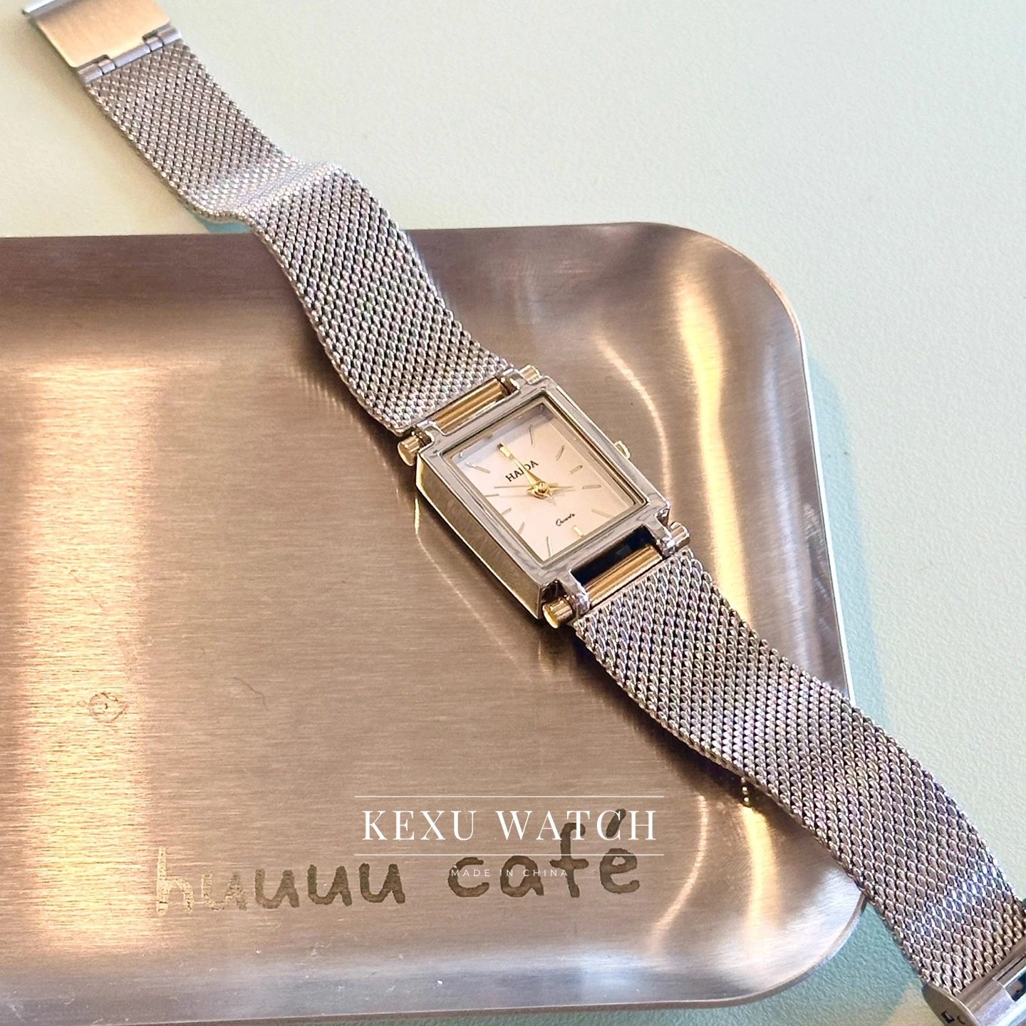 Женские часы Haida, двухцветные элегантные женские часы, женские часы с квадратным циферблатом и сетчатым ремешком, элегантные женские часы оптом