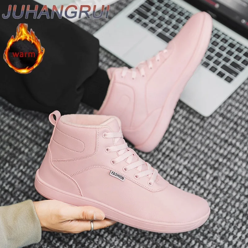 Winter Unisex Wide Toe Box High-Top Snow Boots Thermal Plush Lined Non-Slip Couple Comfortable Outdoor Sneakers Winter Warm Shoe