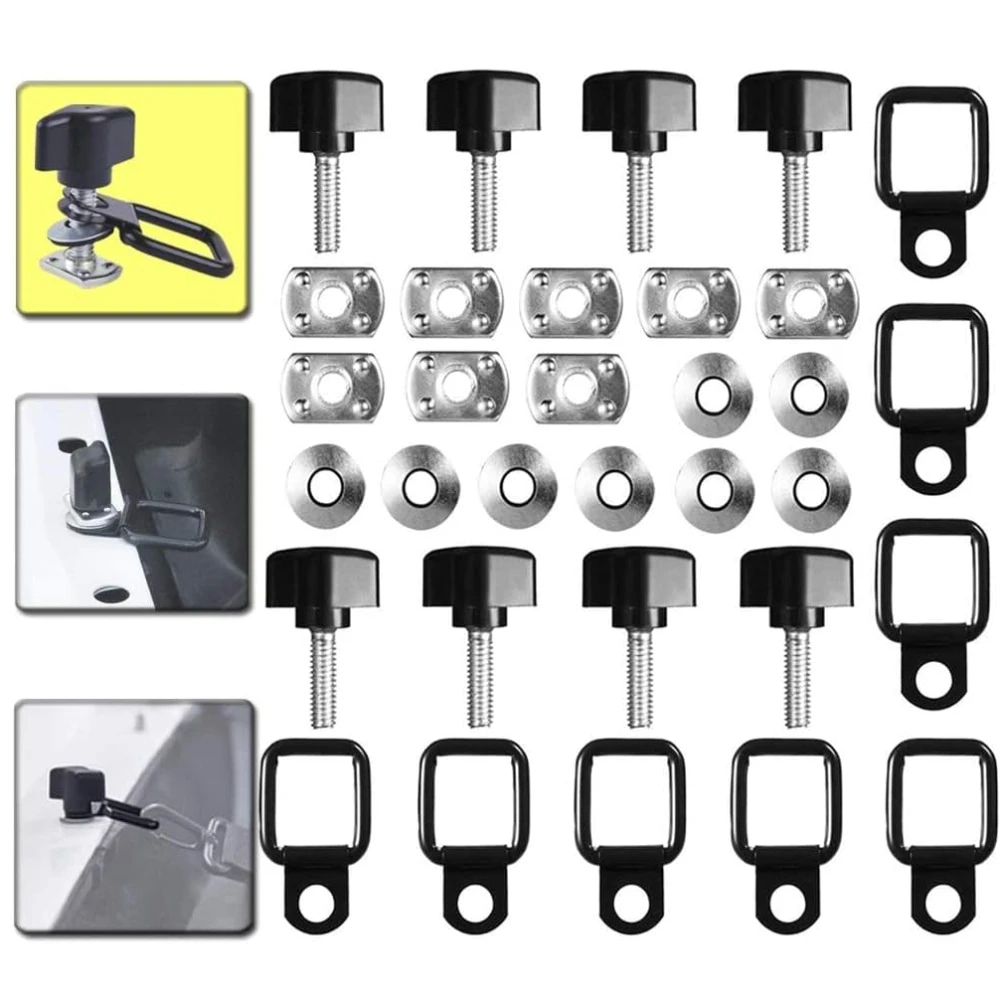

Universal Hard Top Quick Removal Fastener Thumb Screw Nut + Tie-Down D-Rings Compatible for 1995-2018 Wrangler YJ TJ JK JKU