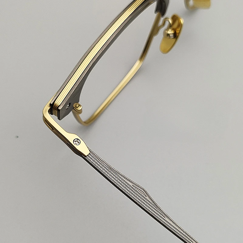 最高品質のデザイナー手作りアセテートチタンメガネフレーム男性女性大型ハーフ眼鏡フレーム高級スクエア眼鏡