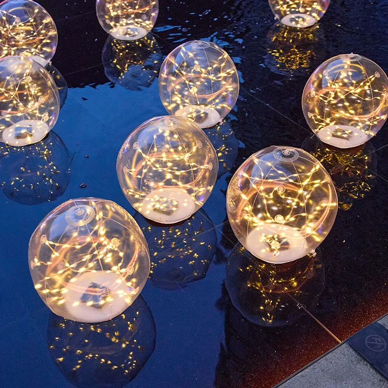 Solar-Powered Fairy Light IP65 Waterproof Inflatable LED Pool Light Floating Balls Lamp Decorations for Party Pond Yard Outdoor