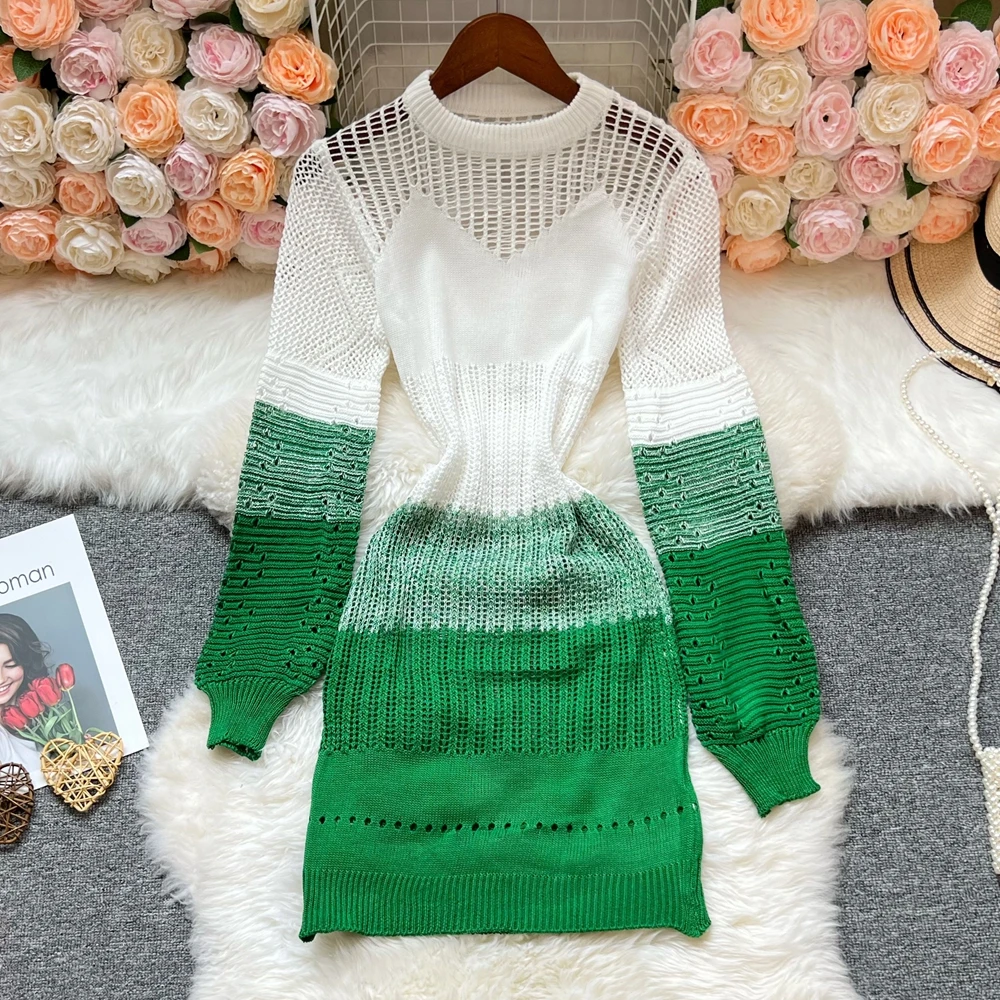YuooMuoo Women Dress 2025 New Arrival Sexy Openwork Stitching Wrap Hips Bodycon Party Dress Streetwear Lady Mini Dress Vestidos