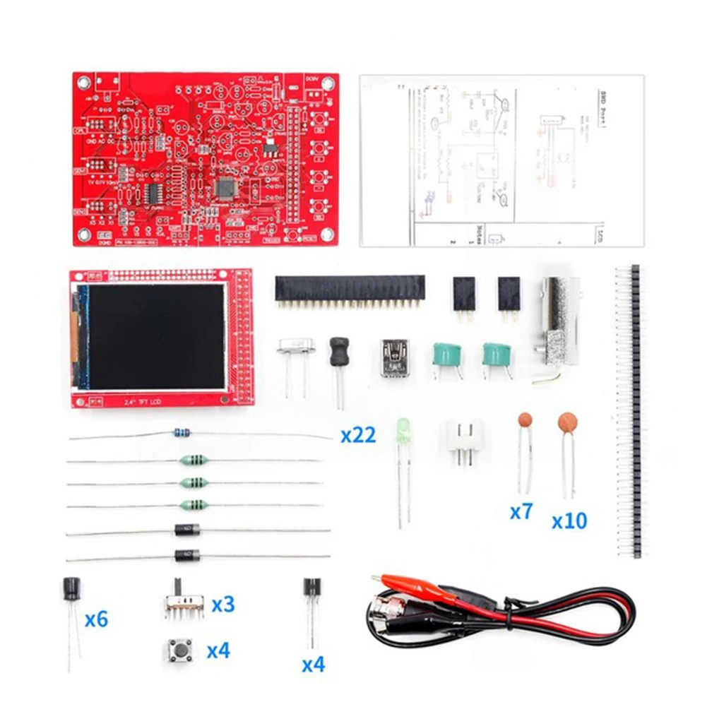 DIY Mini Oscilloscope 2.4" TFT 1MSPS LCD Display Digital Oscilloscope Kit Handheld Pocket Sized Acrylic Case Fully Assembled