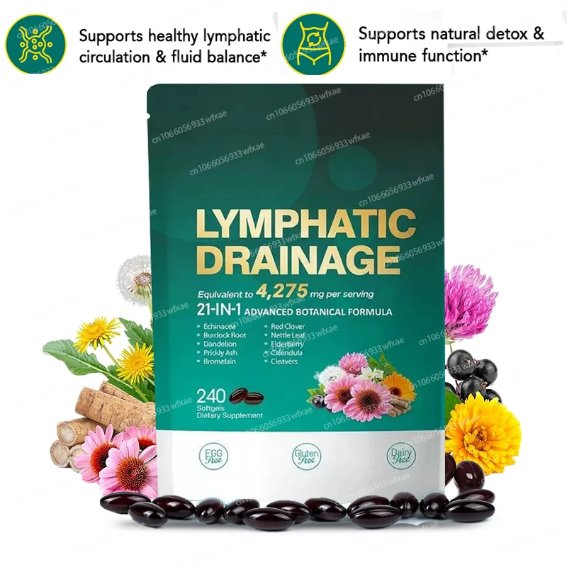 

240 Softgels Lymphatic Drainage Supplements 21-in-1 Complex Support Cleansing & Detox Improves Circulation Enhances Immunity