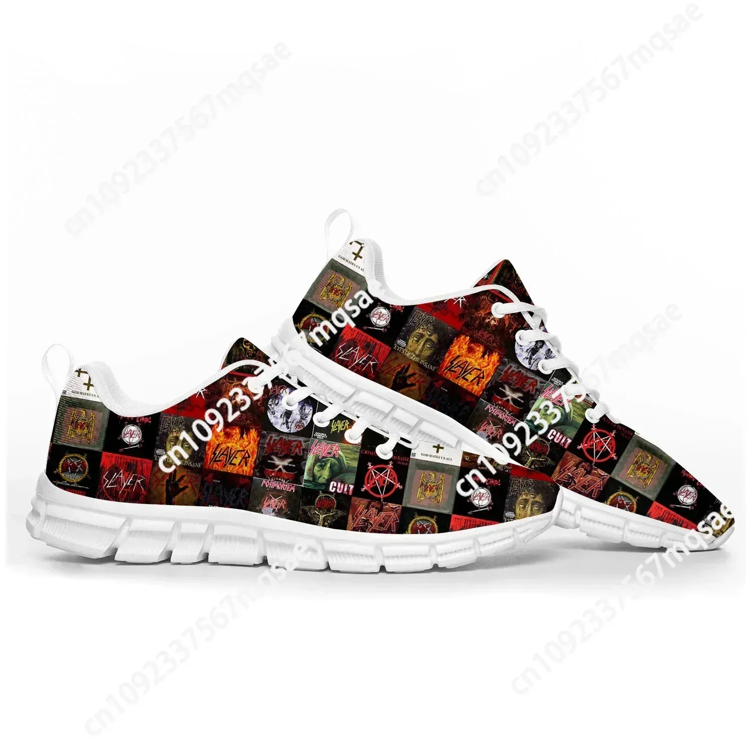 Slayer Heavy Metal Rock Band zapatos deportivos para hombres, mujeres, adolescentes, niños, zapatillas casuales personalizadas, zapatos de pareja de alta calidad