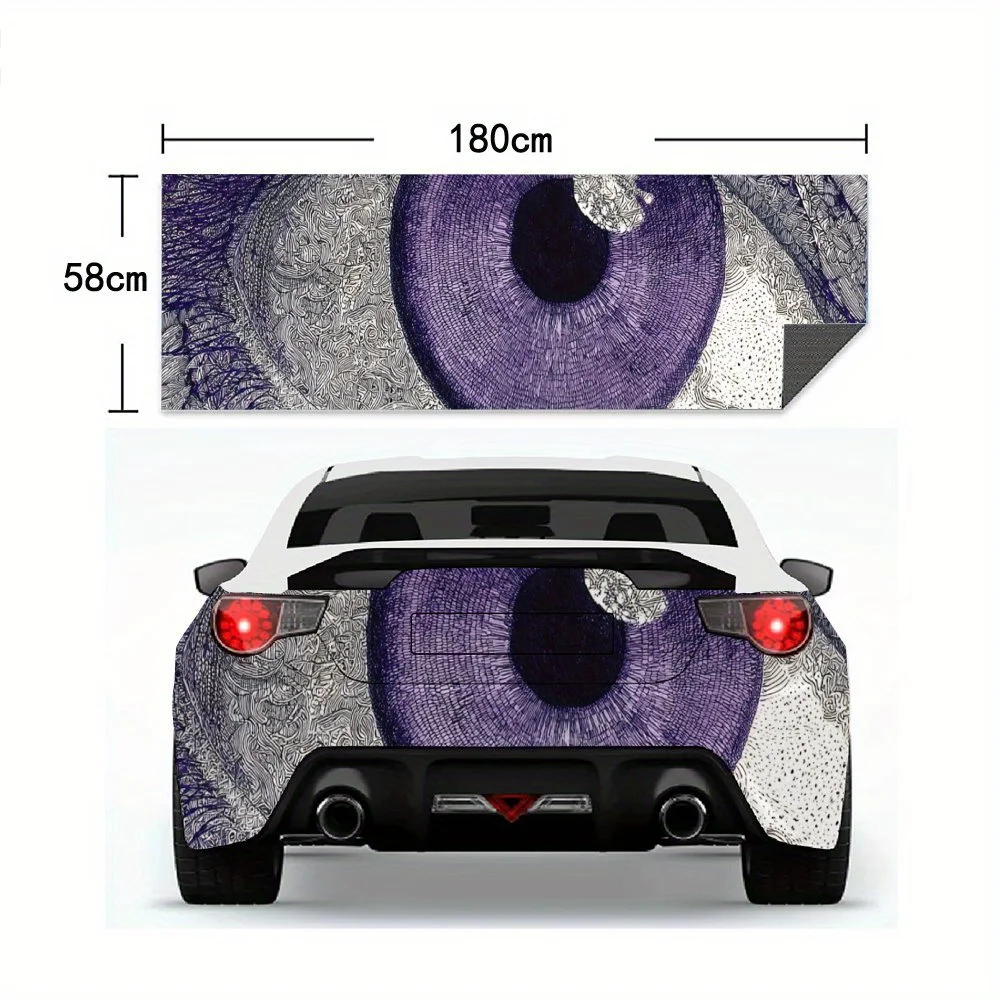 ملصق سيارة بعين أرجوانية مع رموز غامضة، ملصق فينيل لخلف السيارة، ملصقات فينيل ذاتية اللصق مقاومة للماء لسيارة تاي #5