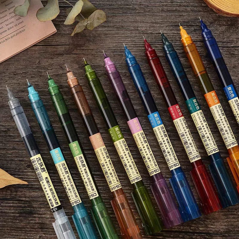 5/8/10 Pcs High Capacity Straight Liquid Gel Pen 904 Quick Dry Vintage Colour Ink 18 Colors Set 0.5mm Needle Shaped Nib Handbook