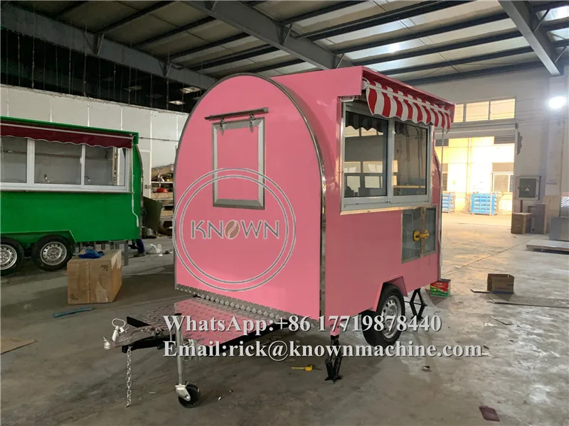 Round Catering Cart Mobile Street Food trailer/hot dog/ Ice Cream/ Snack Carts With Red Color And Customized