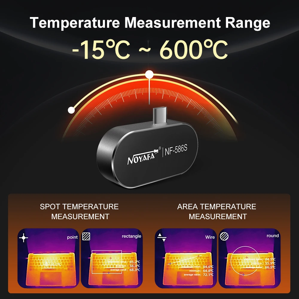 NOYAFA Thermal Camera NF-586S Upgraded Smartphones Imager 256 X192 IR Resolution for Home Use Building Factory Places