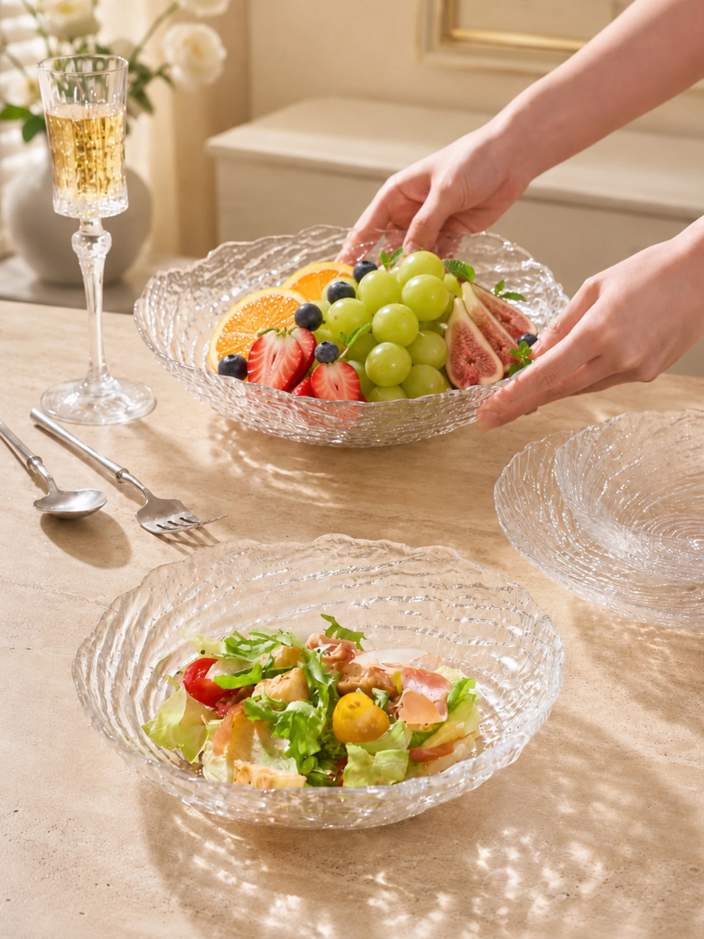 

Crystal Glass Fruit Tray Simple Style Home Living Room Coffee Table Snack Tray IMhouse Elegant Clear Glass Plate