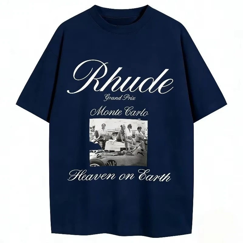 2026 Niche High Street Retro Vintage Printed Short-Sleeved Men's Loose-Tee Shirt Breathable Sweat-Wicking Durable Neutral Style