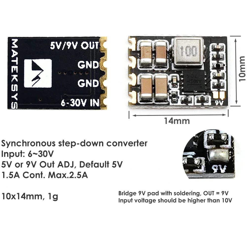 3pcs Matek Systems Micro BEC 6-30V To 5V / 9V-ADJ Step-down Regulator For RC Models Spare Part DIY Accessories