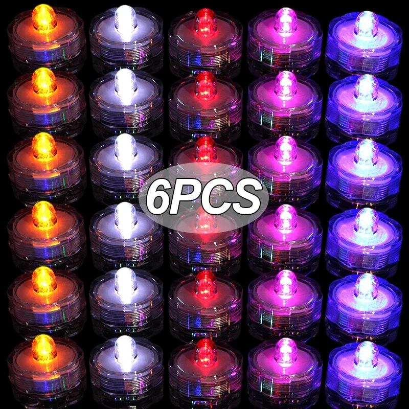 

1/6PCS LED Flameless Candle Light Waterproof Fish Tank Electronic Candle Lamp for Birthday Party Wedding Table Decor Tea Candles