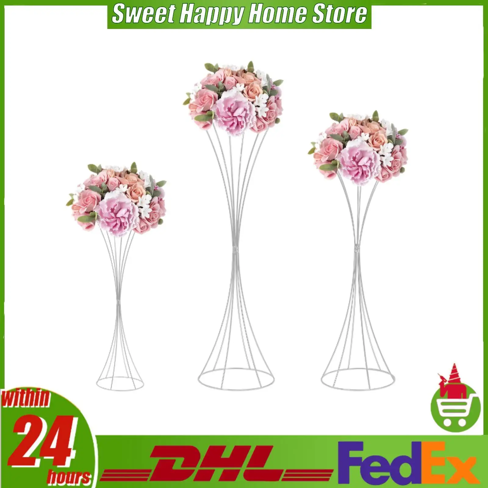 

Iron Wedding Flower Stand Set 3 Piece Flower Stand Centerpiece Stand for Party Birthday Banquet