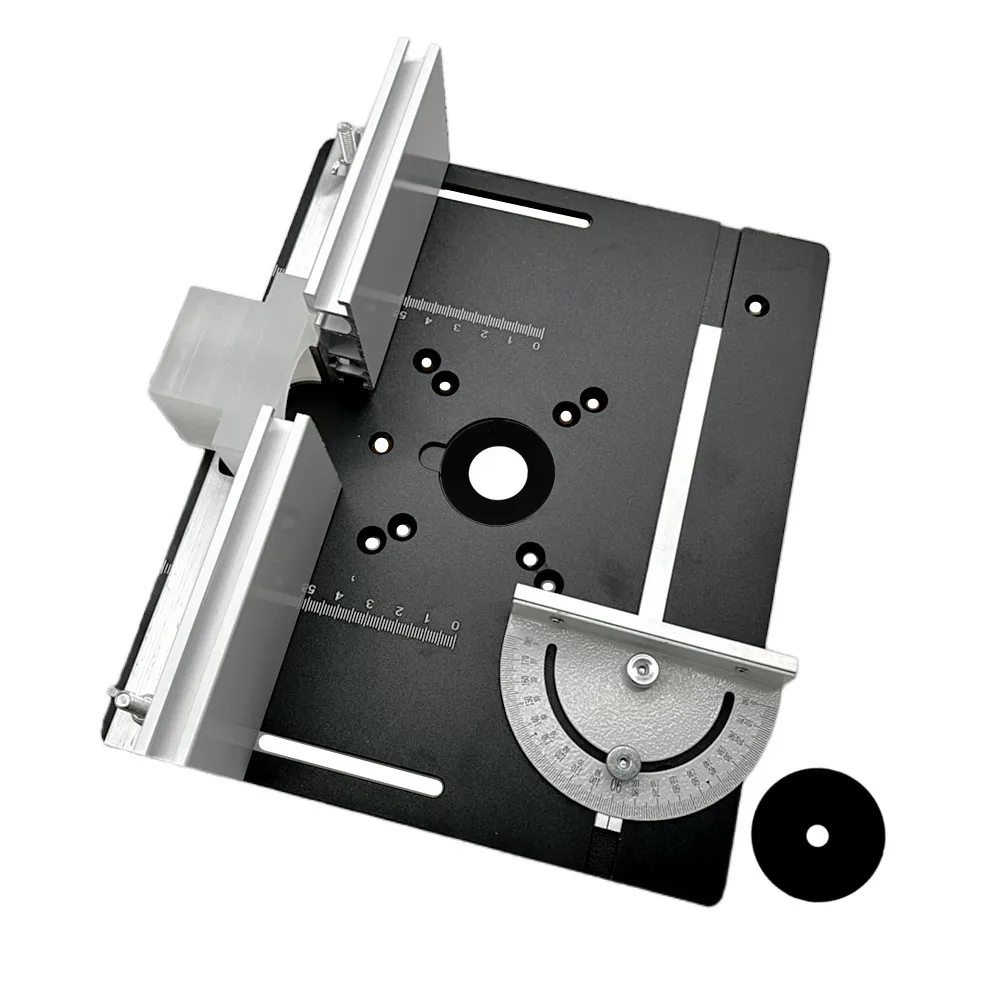 Black aluminum alloy flip-chip plate C8 small trimming machine countertop flip-chip plate miniature table saw panel push ruler