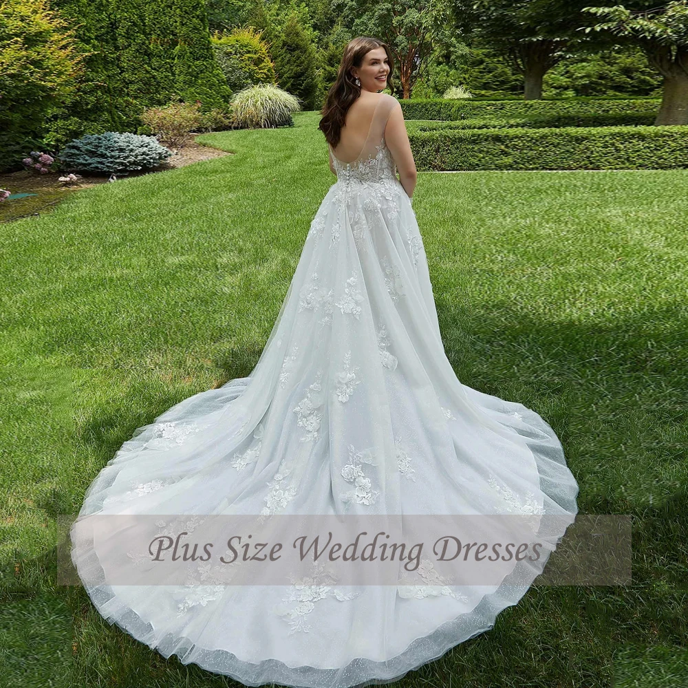 Elegante A-Linie Brautkleider in Übergröße, Juwelenausschnitt, Flügelärmel, Brautkleider, Applikationen, bodenlang, Tüll, Robe De Mariee 2025