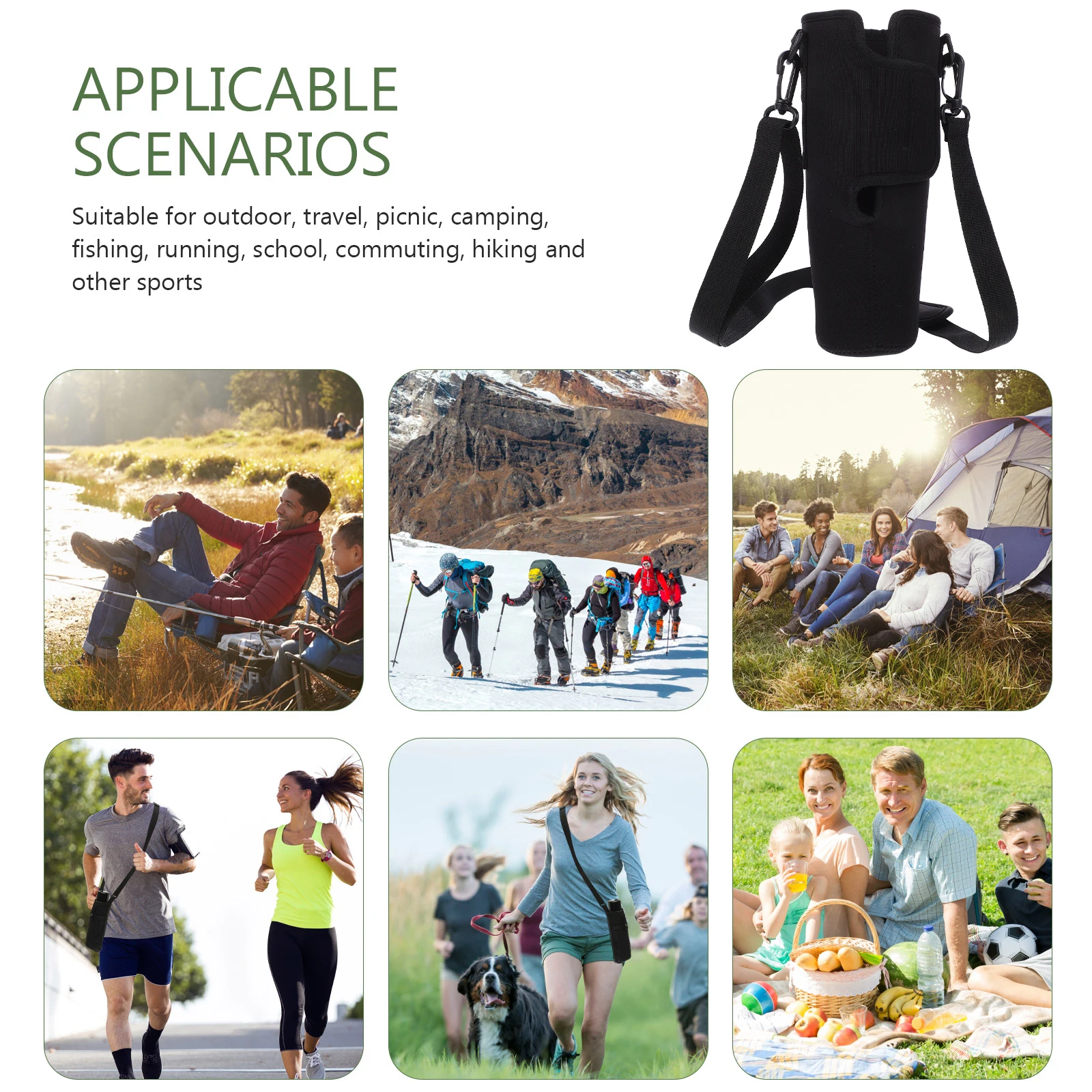 

40OZ Water Bottle Cover Insulated Neoprene Portable Adjustable Shoulder Strap Cup Bag Outdoor Travel Bottle Protector
