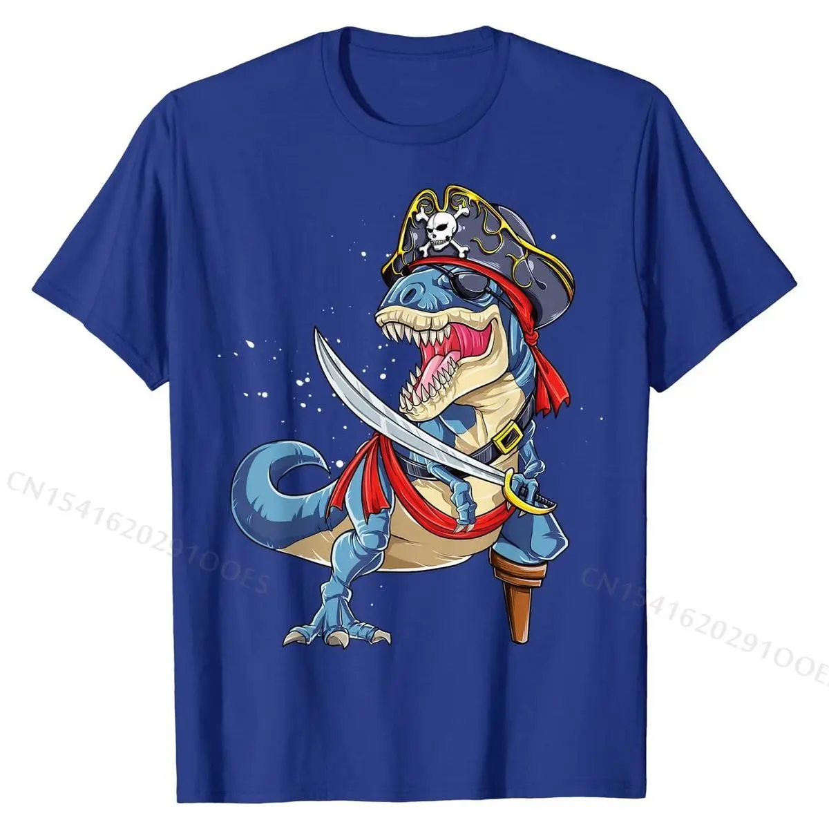 T rex Pirate T shirt  Roger Halloween Gifts T-Shirt Cotton Men's Top T-shirts Normal Printing