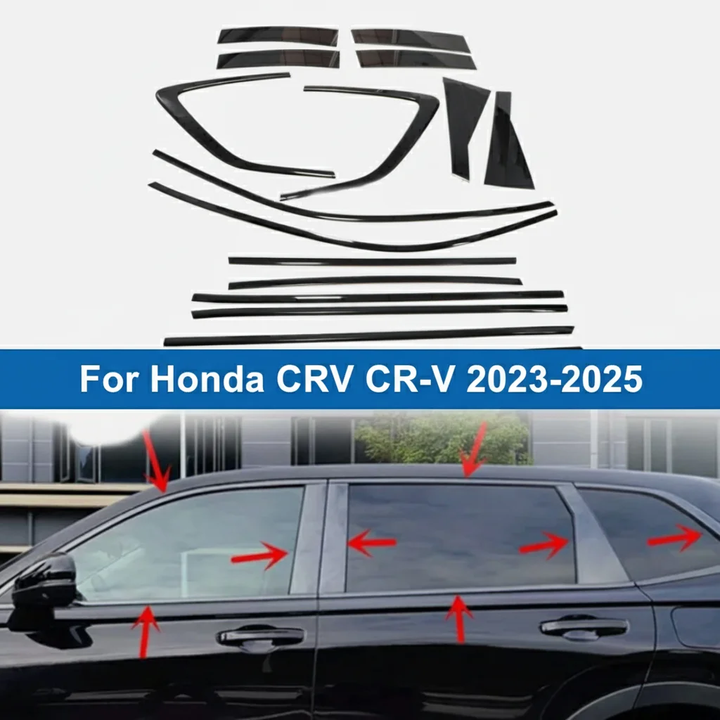 

Декоративная наклейка на оконную полоску для Honda CRV CR-V 2023-2025, комплект отделки оконной полосы автомобиля, нержавеющая сталь, черный