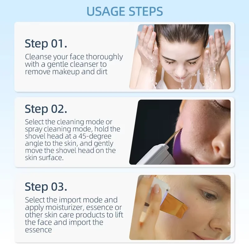Elektrische Huid Scrubber Peeling Comedondrukker Diepe Gezicht Reiniging Lifting Ion Acne Porie Cleaner Facial Spatel Schop Cleanser