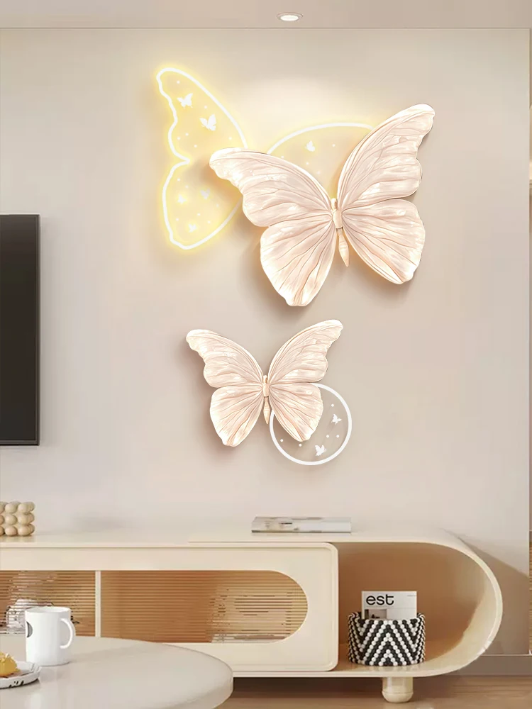 cream wind butterfly living room decoration painting dining room background wall hanging painting lighting high sense