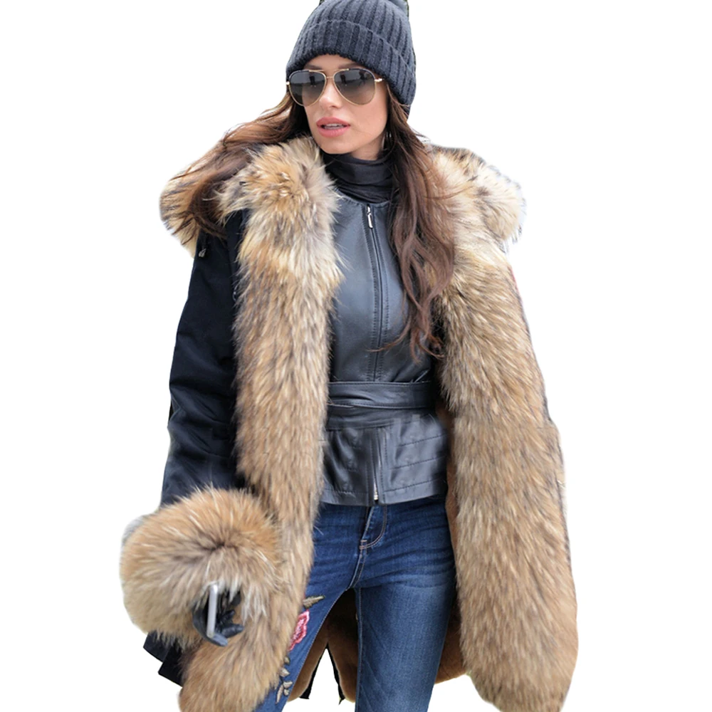 LaVelache Long Parka Real Fur Coat Winter Jacket Women Natural Real Fox Fur Coats Outerwear Streetwear Casual Oversize New