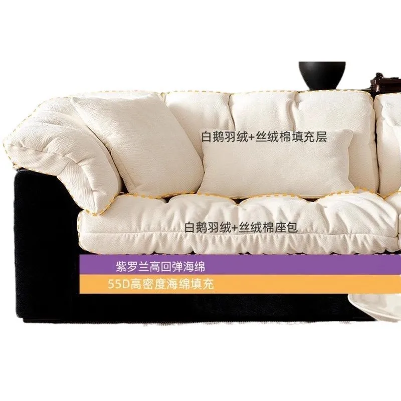 

New ins cream wind camellia sofa lazy black and white color matching down lazy cloud sofa