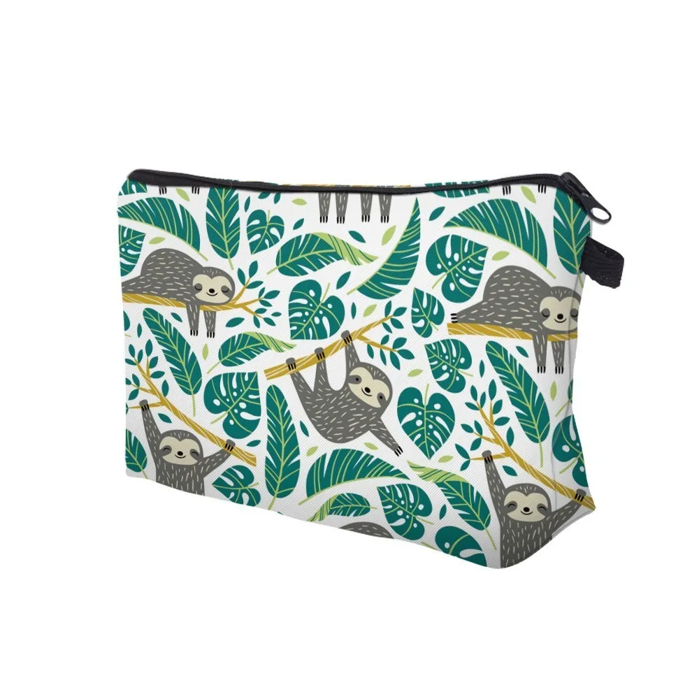 Fashion Sloth Abstract Art Cosmetic Bag Waterproof Printing Swanky Turtle Leaf Toilet Bag Custom Style for Travel Teacher Gift