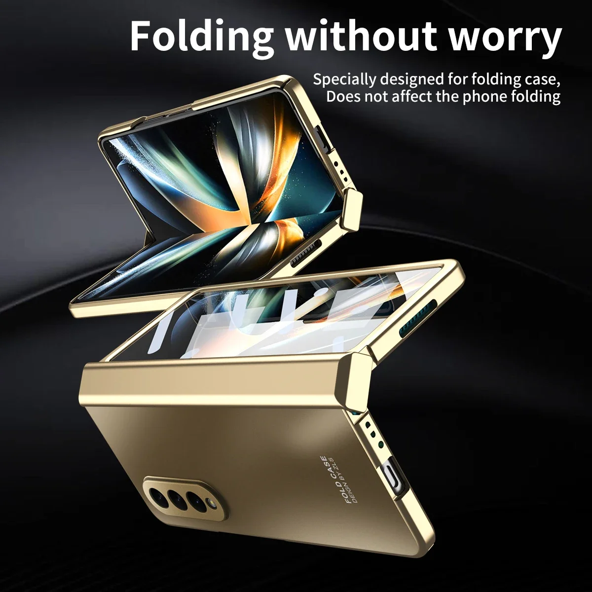 Plating Fashion Full Cover Case for Samsung Galaxy Z Fold 4 3 Fold4 Fold3 Fold5 Fold 5 5G Tempered Glass Film