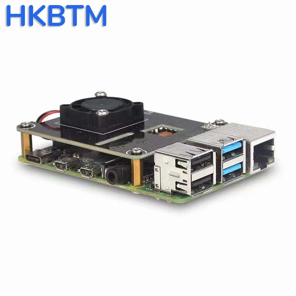 HKBTM POE HAT for Raspberry Pi , IEEE802.3af Standard Compliant, 5V 2.4A Output and 25x25mm Cooling Fan for Raspberry Pi 3B+/4B