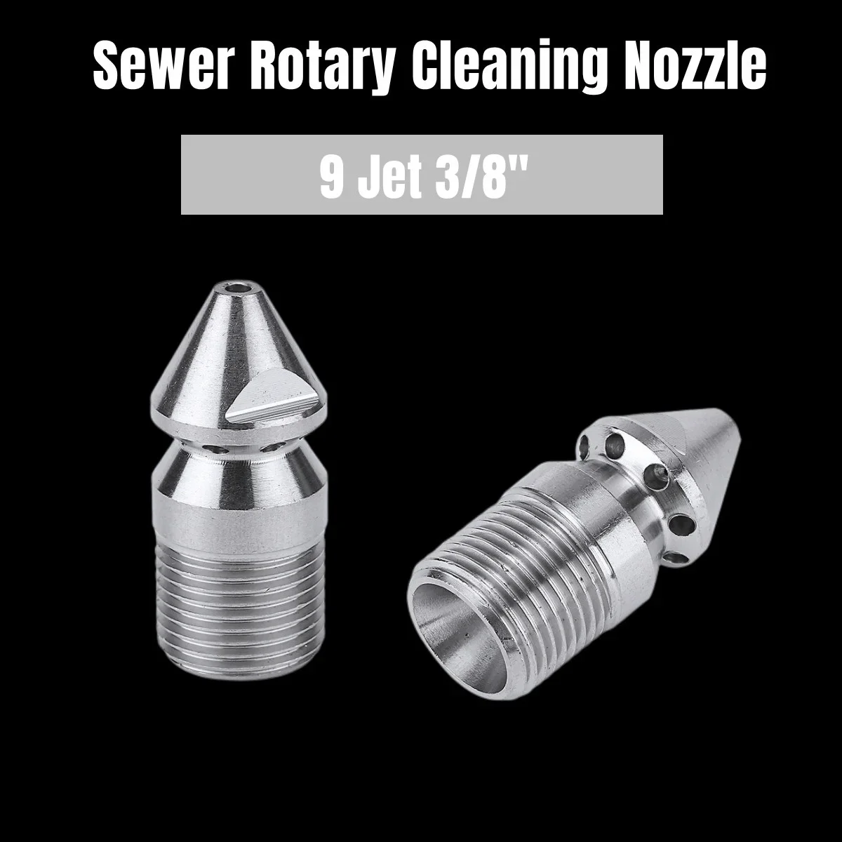 

Sewer Cleaning Jetter Nozzle 9 Jet 3/8" Male 4.5 Rotary Pressure Washer Drain Cleaning Nozzle Stainless Steel 303