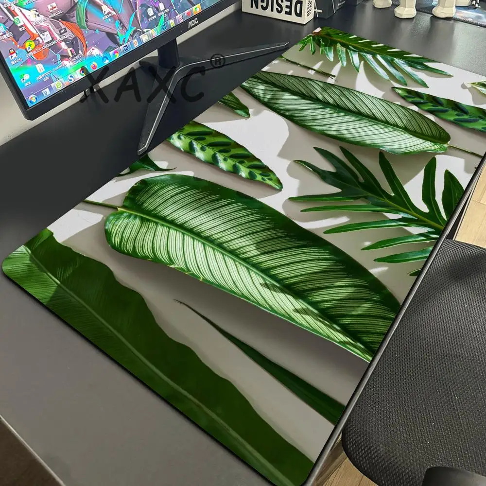 Tropical Plant Leaves Mousepad Large Gaming Mouse Pad LockEdge Thickened Computer Keyboard Table Desk Mat