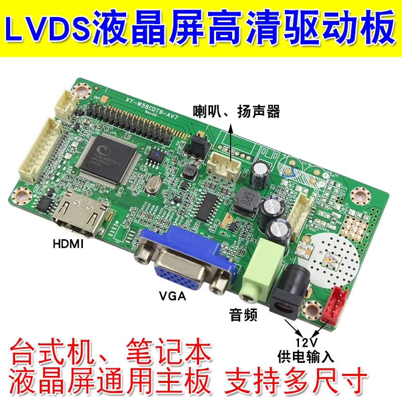 HDMI Notebook Monitor For JRY-W58CDT9-AV2 HD LCD Driver Board HDMI+VGA JRY-W9KFHD-EV1