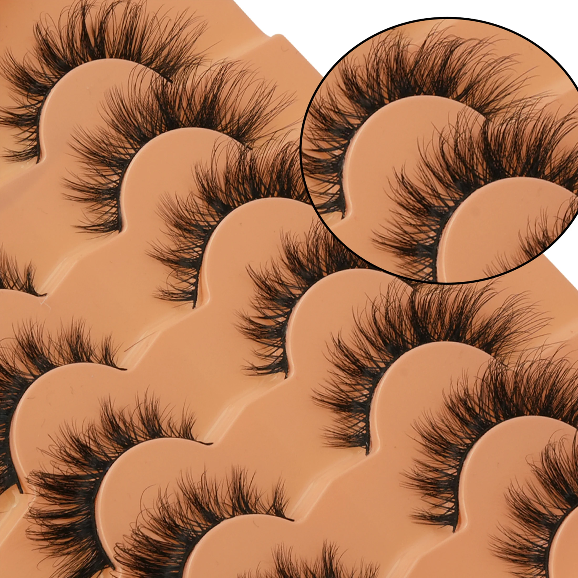 7Pairs Russian Volume False Eyelashes, 3D Dramatic Fluffy Wispy Strip Lashes, Faux Mink Reusable Fake Eyelashes for Party Makeup