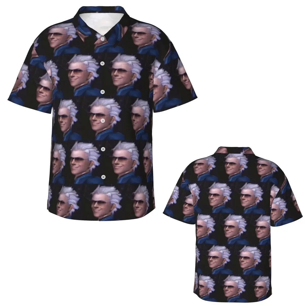 Vergil From The Devil May Cry Series Hawaiian Shirts Funny Men Short Sleeve Shirt for Summer Beach Men's Button Tops
