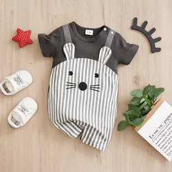 Baby Short Sleeve Summer 0-18 month Newborn Cartoon Clothing Boy Newborn Mouse Print Toddler Jumpsuit Comfortable Girl Cute 2024