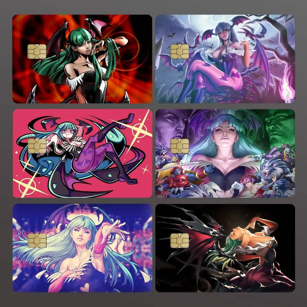 Anime M-Morrigan Aensland Credit Skin Cover Card Stickers 4PCS Film Bus Pass Front Decoration Bank Debit Waterproof