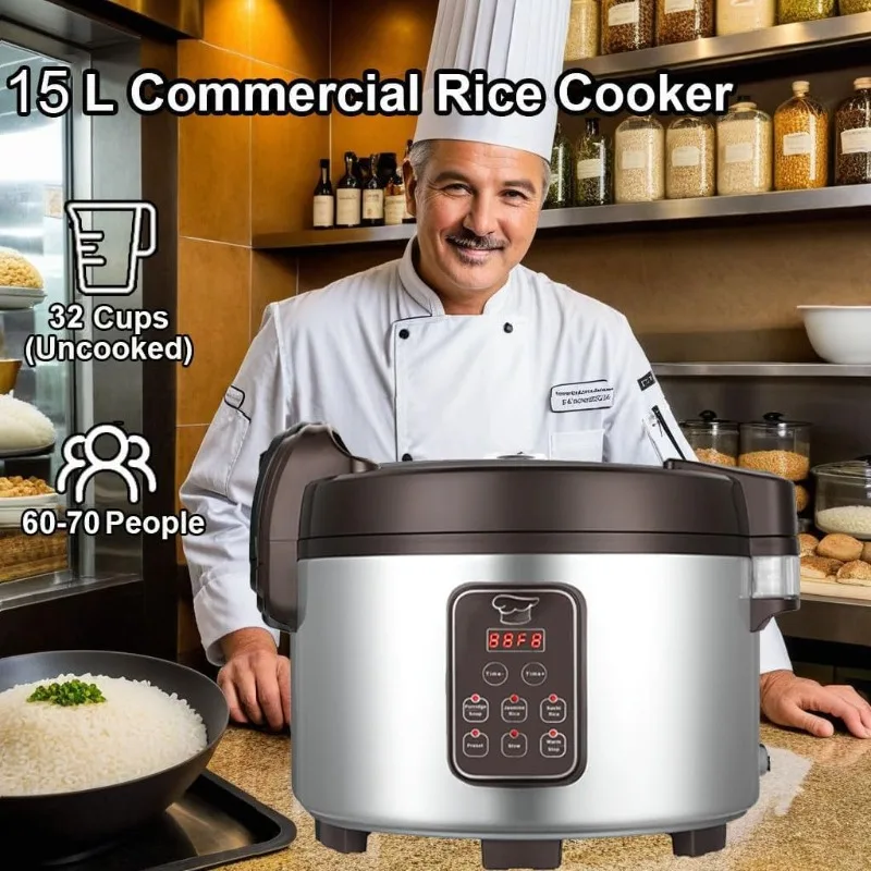 l Cuociriso e scaldariso (84 tazze cotte, 15,8 QT) Cuociriso grande intelligente 6 funzioni di cottura del riso Temporizzatore di ritardo 24 ore |   L L