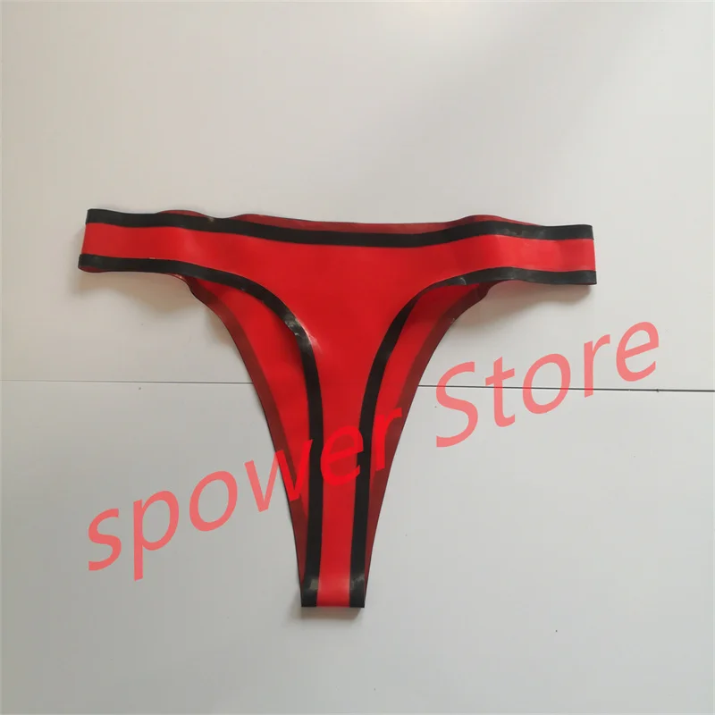 

Women Latex Briefs Red with Black Trim Panties Shorts Rubber Sexy Fetish Underwear